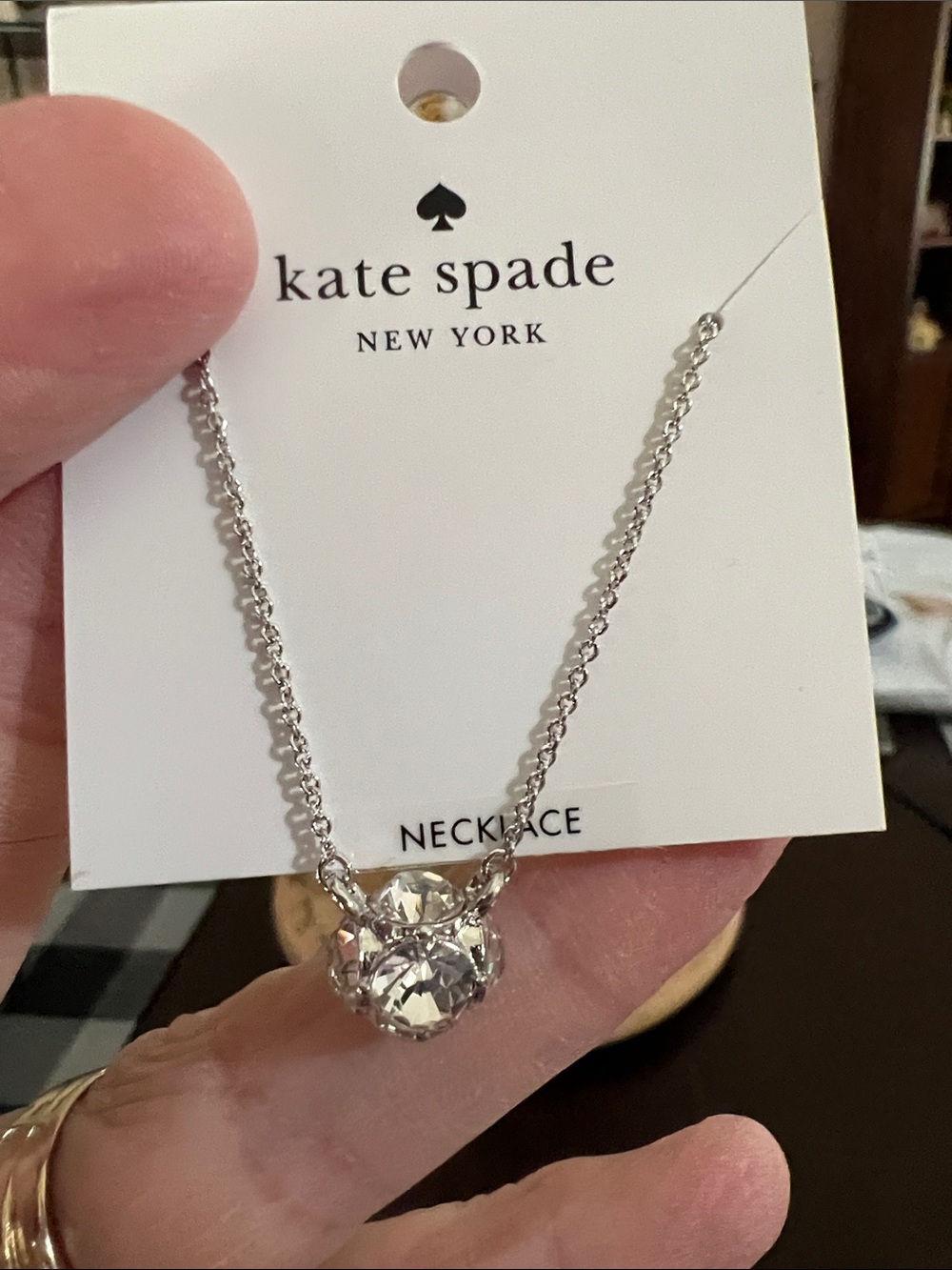 New kate spade Silver Crystal Cluster Pendant Necklace